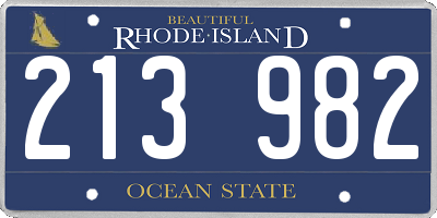 RI license plate 213982