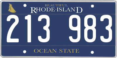 RI license plate 213983