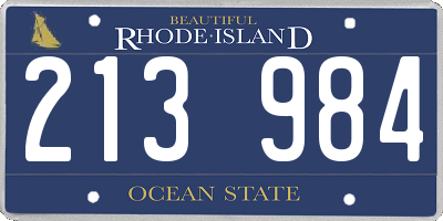 RI license plate 213984
