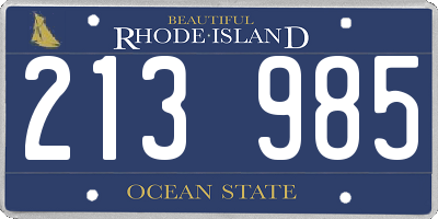 RI license plate 213985