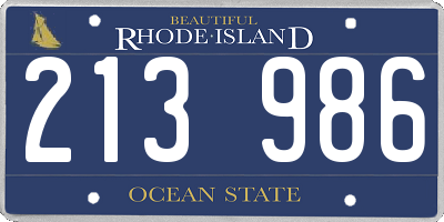 RI license plate 213986
