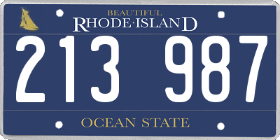 RI license plate 213987