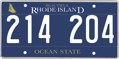 RI license plate 214204