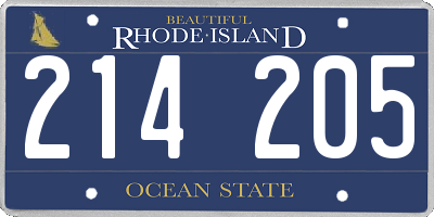 RI license plate 214205