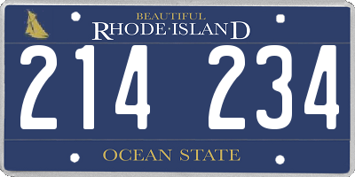 RI license plate 214234