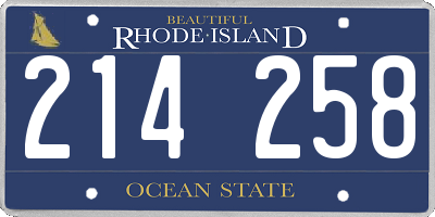 RI license plate 214258