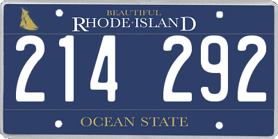 RI license plate 214292