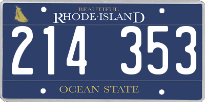 RI license plate 214353