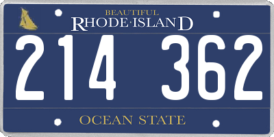 RI license plate 214362