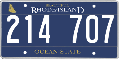 RI license plate 214707