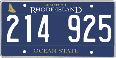 RI license plate 214925