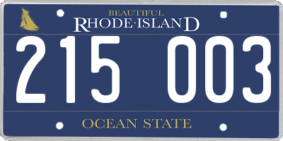 RI license plate 215003