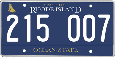 RI license plate 215007