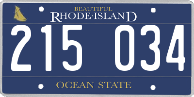 RI license plate 215034