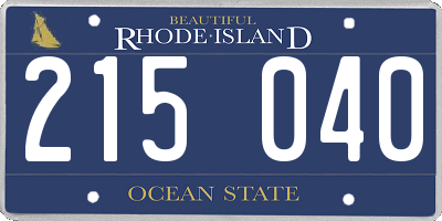 RI license plate 215040