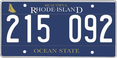 RI license plate 215092