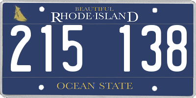 RI license plate 215138