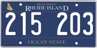 RI license plate 215203