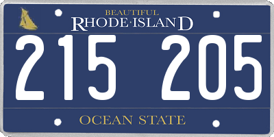 RI license plate 215205