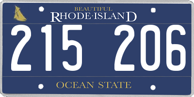 RI license plate 215206