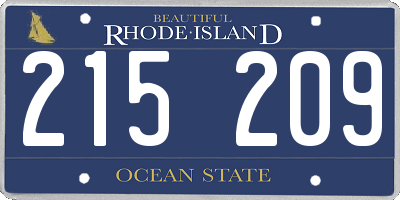 RI license plate 215209