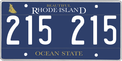 RI license plate 215215