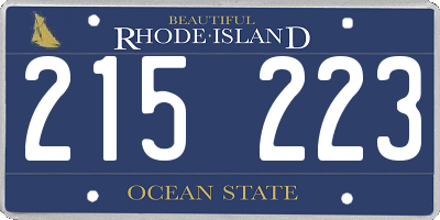 RI license plate 215223