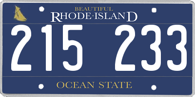 RI license plate 215233