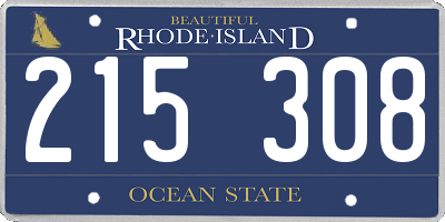 RI license plate 215308