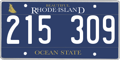 RI license plate 215309
