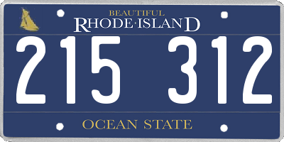 RI license plate 215312