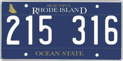 RI license plate 215316