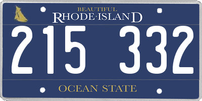 RI license plate 215332