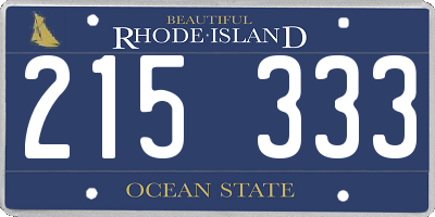 RI license plate 215333