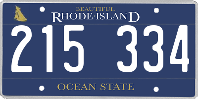 RI license plate 215334