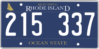 RI license plate 215337