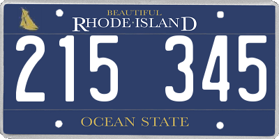 RI license plate 215345