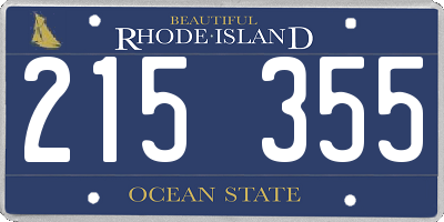 RI license plate 215355