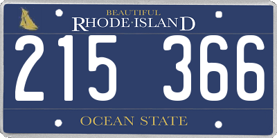 RI license plate 215366
