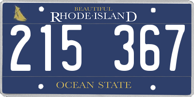 RI license plate 215367