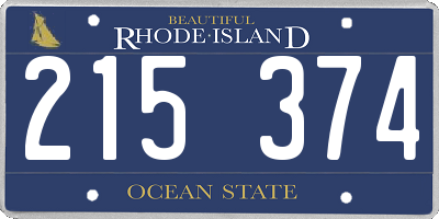 RI license plate 215374