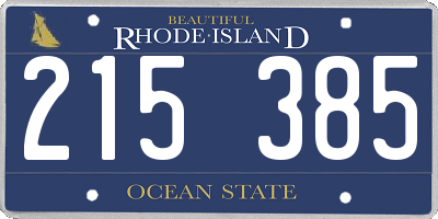 RI license plate 215385