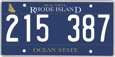 RI license plate 215387