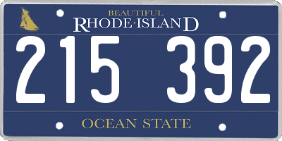RI license plate 215392
