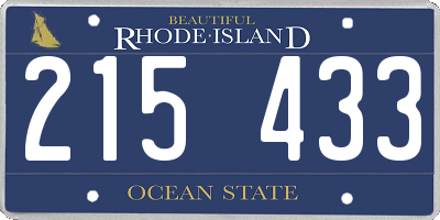 RI license plate 215433