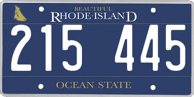 RI license plate 215445