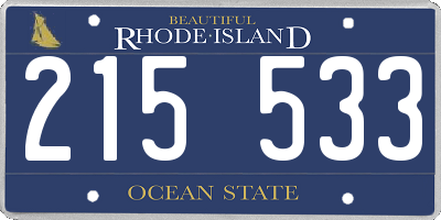 RI license plate 215533