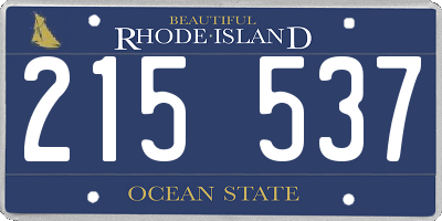 RI license plate 215537