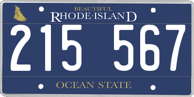 RI license plate 215567