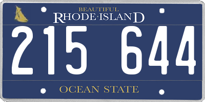 RI license plate 215644
